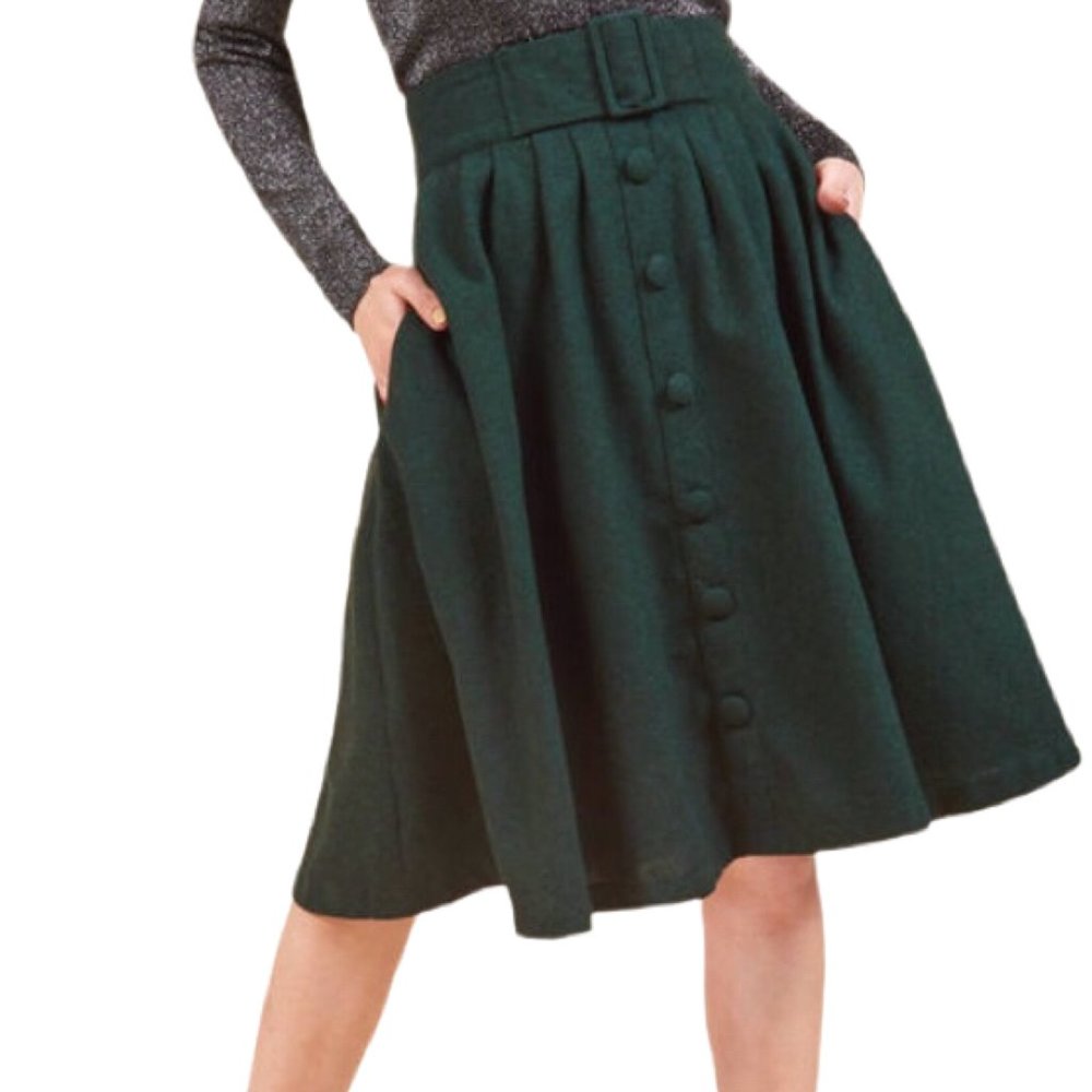 ModCloth | Intern of Fate Green Wool Skirt